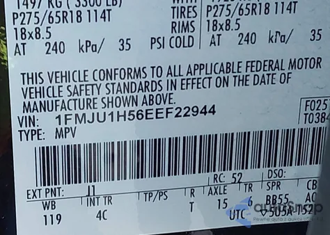 2014 Ford Expedition Xlt z USA, uszkodzony, nr VIN 1FMJU1H56EEF22944